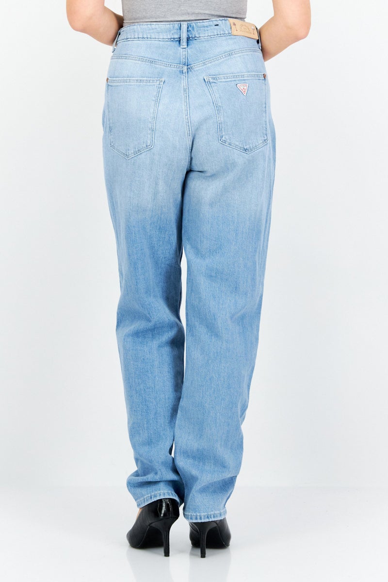 GUESS جينز دنيم مغسول للنساء بقصة عادية، أزرق - Image 4