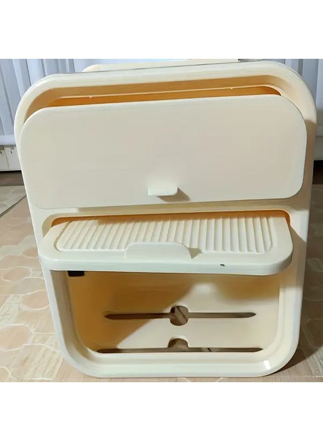 مربع كريم أبيض طوال الموسم حامل ورق تواليت مثبت على الحائط ومقاوم للماء صندوق مناديل رف تخزين - Image 1