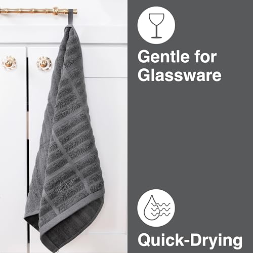 All-Clad Solid Kitchen Towel: Highly Absorbent, Super Soft Long Lasting - 100% Cotton, 17"x30" Tea Towel for Cleaning & Drying Dishes, Pans, Glassware, or Countertops, (1-Pack), Pewter - Image 4