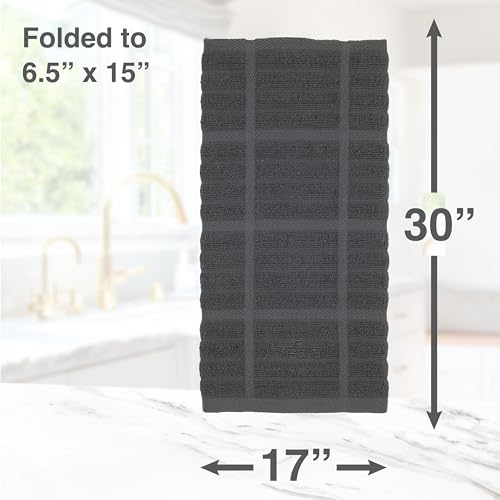 All-Clad Solid Kitchen Towel: Highly Absorbent, Super Soft Long Lasting - 100% Cotton, 17"x30" Tea Towel for Cleaning & Drying Dishes, Pans, Glassware, or Countertops, (1-Pack), Pewter - Image 5