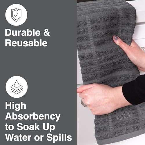 All-Clad Solid Kitchen Towel: Highly Absorbent, Super Soft Long Lasting - 100% Cotton, 17"x30" Tea Towel for Cleaning & Drying Dishes, Pans, Glassware, or Countertops, (1-Pack), Pewter - Image 3