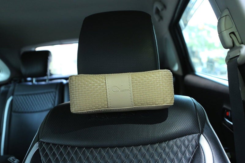DHANVINE Car Beige Neck Rest Cushion Pillow Set of 2 Pcs Compatible with Toyota Fortuner (2016-2020) - Image 2