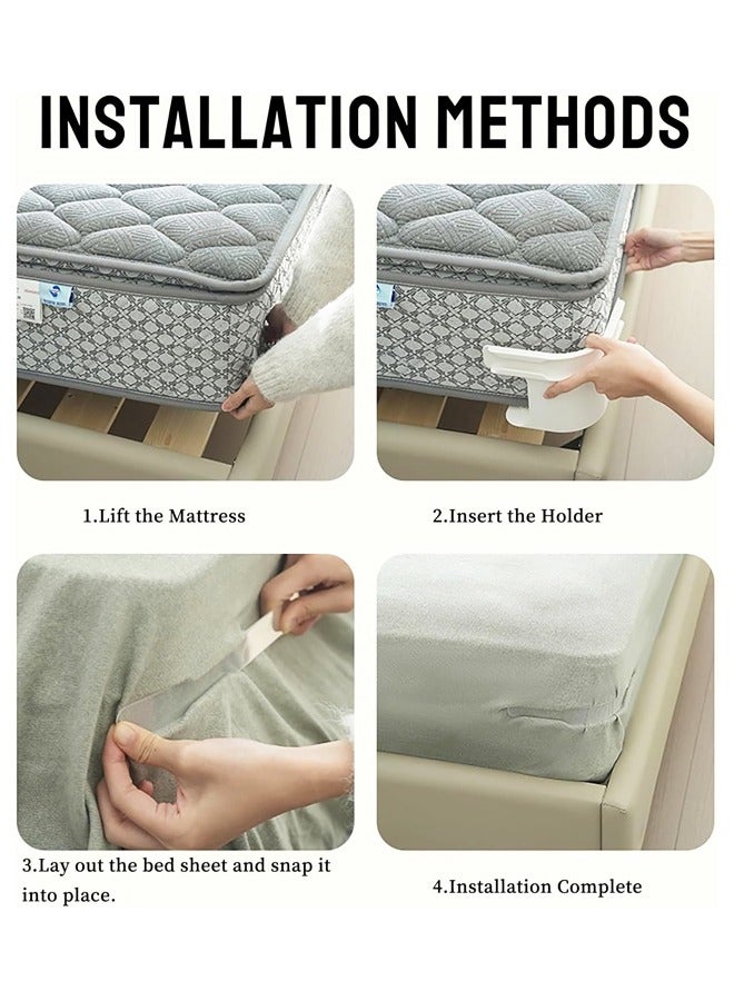 4Pcs Lock Sheet Holders, Bed Corner Sheet Straps Keep Sheets Firm & Tight, Heavy Duty Mattress Straps for All Sheet Sizes, Easy One-Time Installation - Image 3