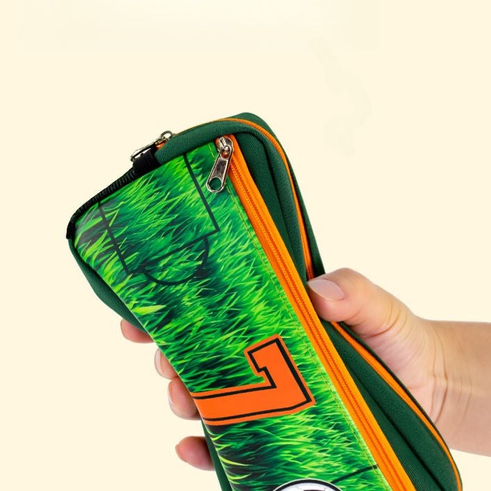 Kids Pencil Case Football Print 6-12 Years, School Supplies Large Capacity Multi-Layer Easy-to-Clean Stationery Bag - Image 3