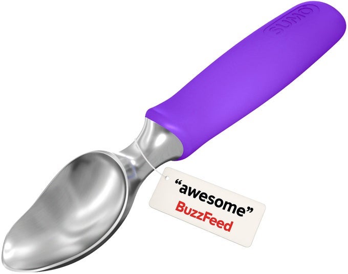 STAINLESS STEEL ICE CREAM SCOOP WITH ERGONOMIC HANDLE STURDY DISHWASHERSAFE SCOOPER FOR EFFORTLESS SCOOPING AND SERVING OF FROZEN DESSERTS COMFORTABLE GRIP PURPLE