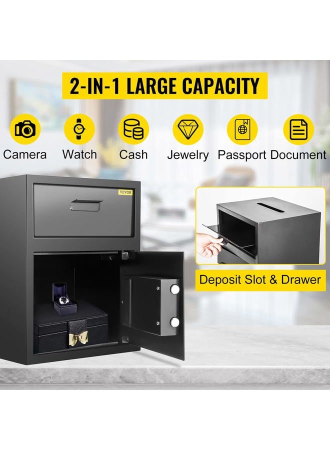 VEVOR Digital Depository Safe 1.7 Cubic Feet Made of Carbon Steel Electronic Code Lock Depository Safe with Deposit Slot with Two Emergency Keys Depository Box for Home Hotel Restaurant and Office - Image 5