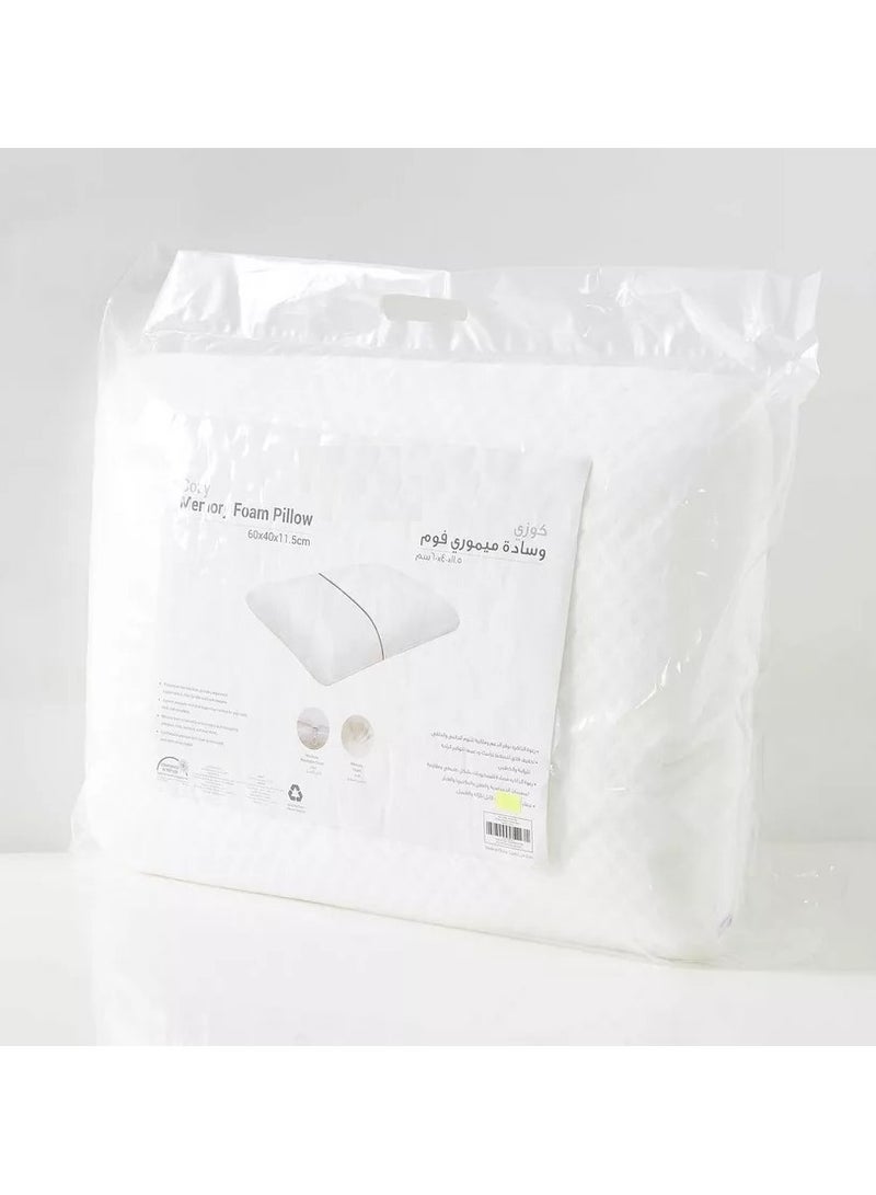Cozy Memory Foam Medical Pillow With Removable Outer Cover, 60*40*12Cm White - Image 1