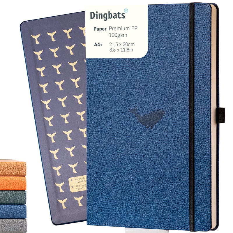 Dingbats Wildlife Squared Extra Large A4 Notebook PU Leather Hardcover Journal for Work Writing Pocket Elastic Closure Pen Holder Bookmark