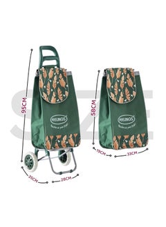 Feelings Feelings Shopping Trolley Fancy With Wheels Green Leaf  - Image 2
