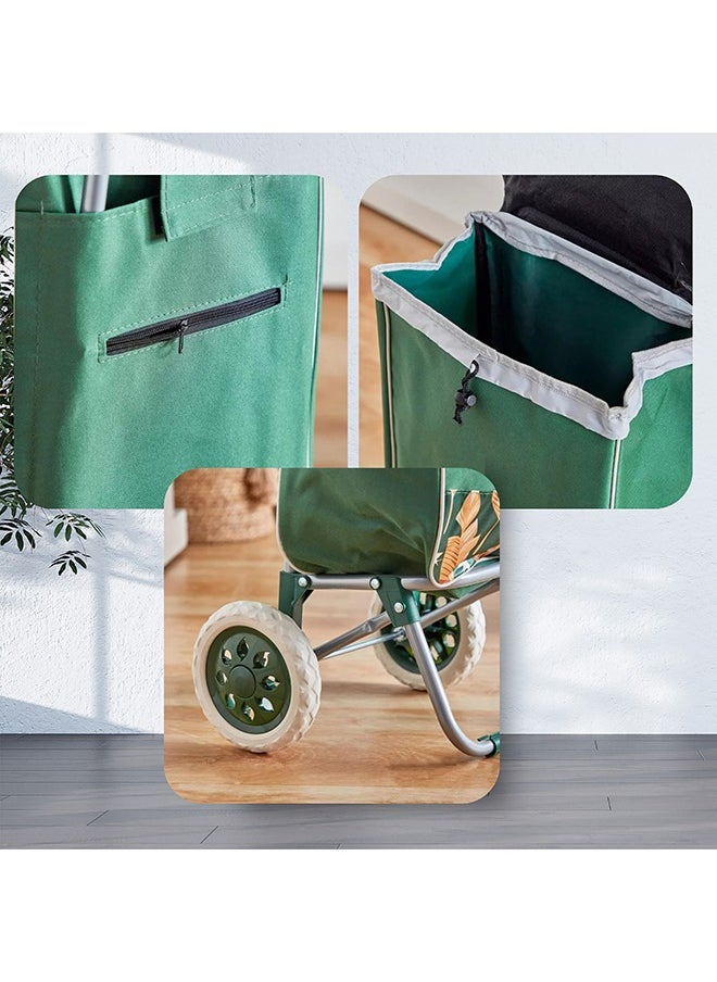 Feelings Feelings Shopping Trolley Fancy With Wheels Green Leaf  - Image 3