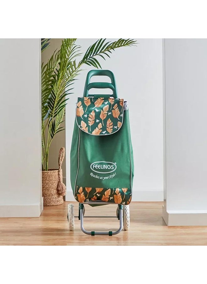 Feelings Feelings Shopping Trolley Fancy With Wheels Green Leaf  - Image 4