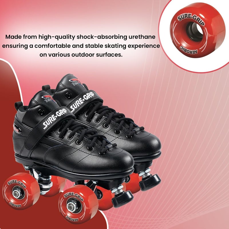 SureGrip Aerobic Outdoor Wheels - Made from Shock Absorbing Urethane - Durometer of 85A and Diameter of 62mm - Provide Durable & Smooth Ride - Comes in Diverse Color Options - Set of 8 Wheels - Image 2