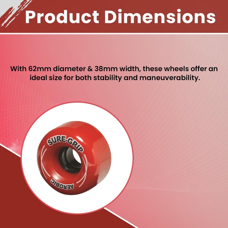 SureGrip Aerobic Outdoor Wheels - Made from Shock Absorbing Urethane - Durometer of 85A and Diameter of 62mm - Provide Durable & Smooth Ride - Comes in Diverse Color Options - Set of 8 Wheels - Image 3