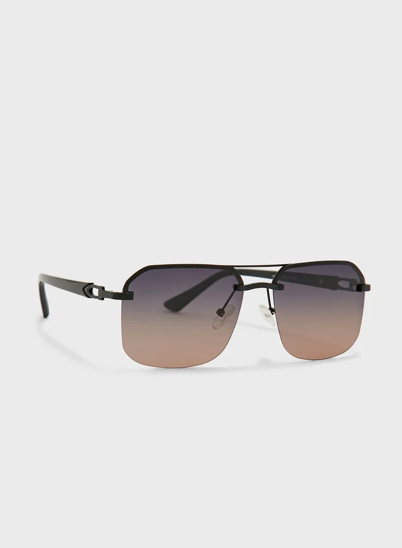 Robert Wood Polarized  Angular Aviator Sunglasses