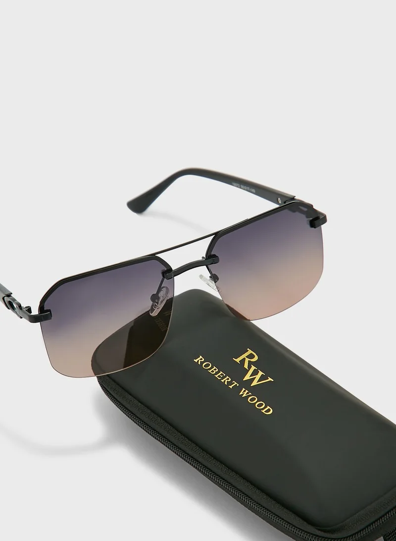 Robert Wood Polarized  Angular Aviator Sunglasses