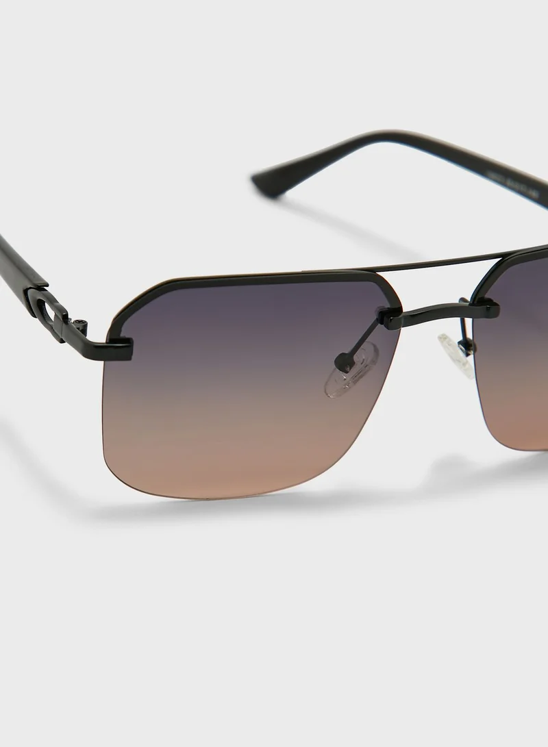 Robert Wood Polarized  Angular Aviator Sunglasses