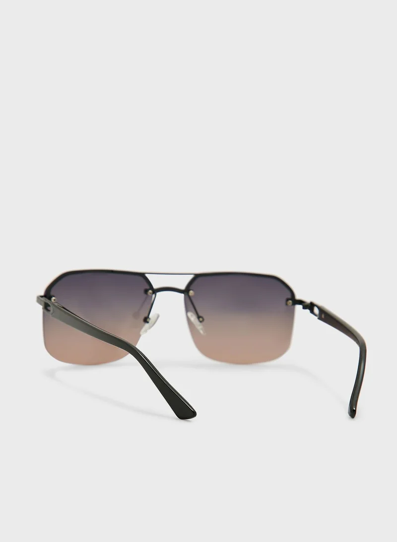 Robert Wood Polarized  Angular Aviator Sunglasses