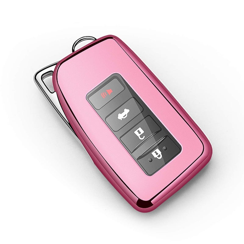 Tukellen for Lexus Key Fob Cover Premium Soft TPU Full Protection Key Shell Key Case Compatible with Lexus ES is GS NX LS RX RC 300h 350 200t 250 300 F 450h 460 600h Smart Keyless Fob Remote KeyPink