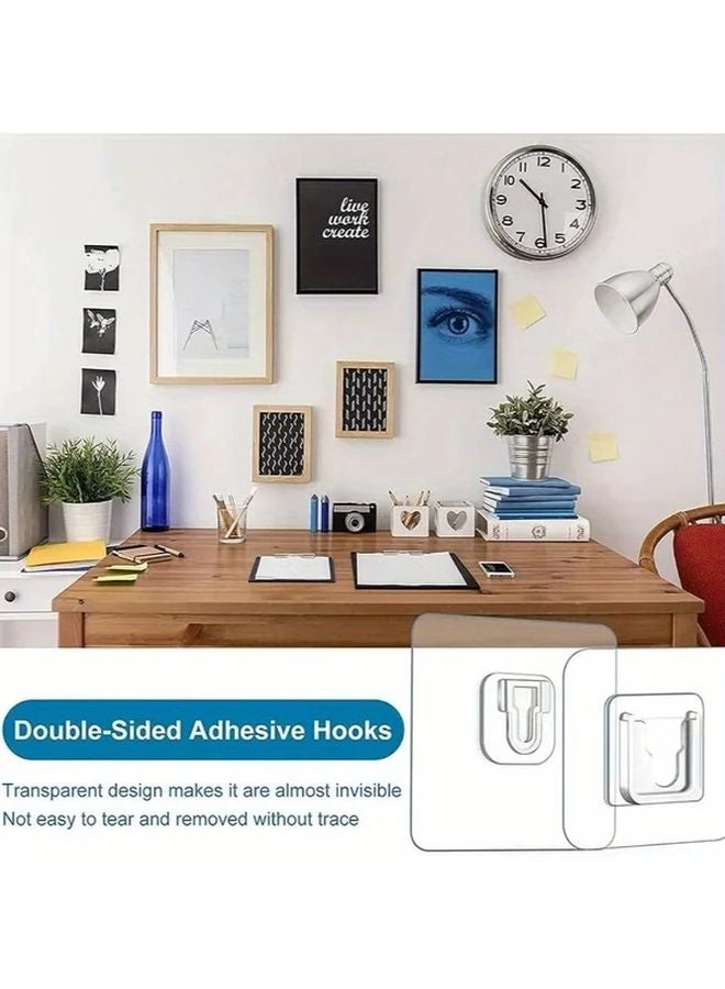 100 Pcs Heavy Duty Double Sided Adhesive Hooks Transparent No Drill Damage Free Removal - Image 2