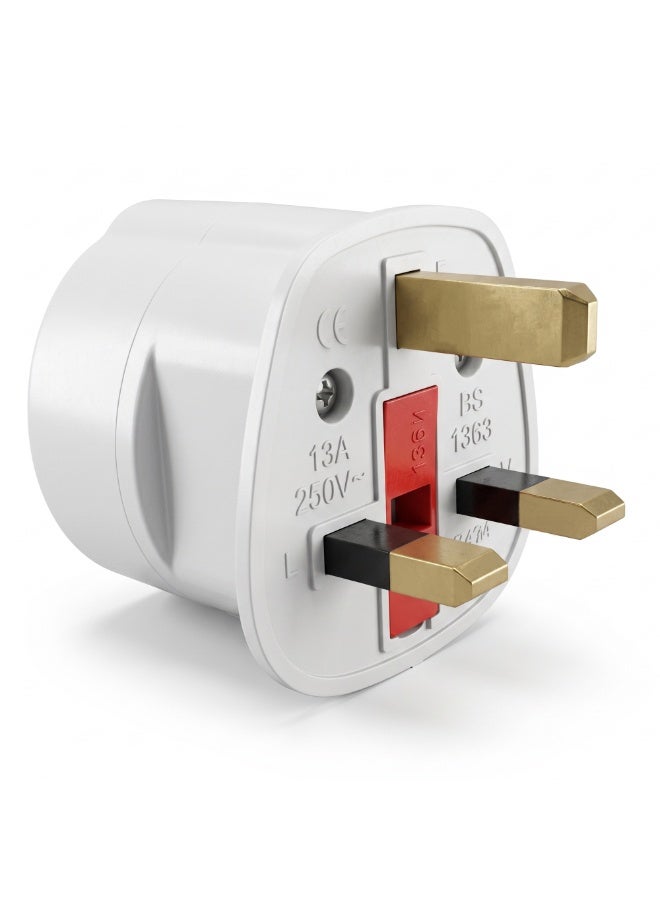 Duravel EU to UK Travel Plug Adapter, Converts European Schuko 2-Pin to British Socket 13A 250V Fused - Image 1