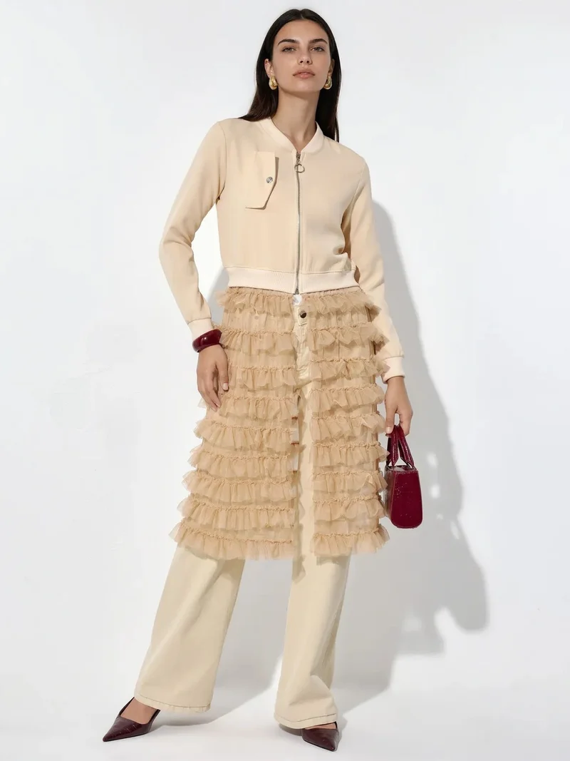 Jennyfer Long Textured Poplin Jacket