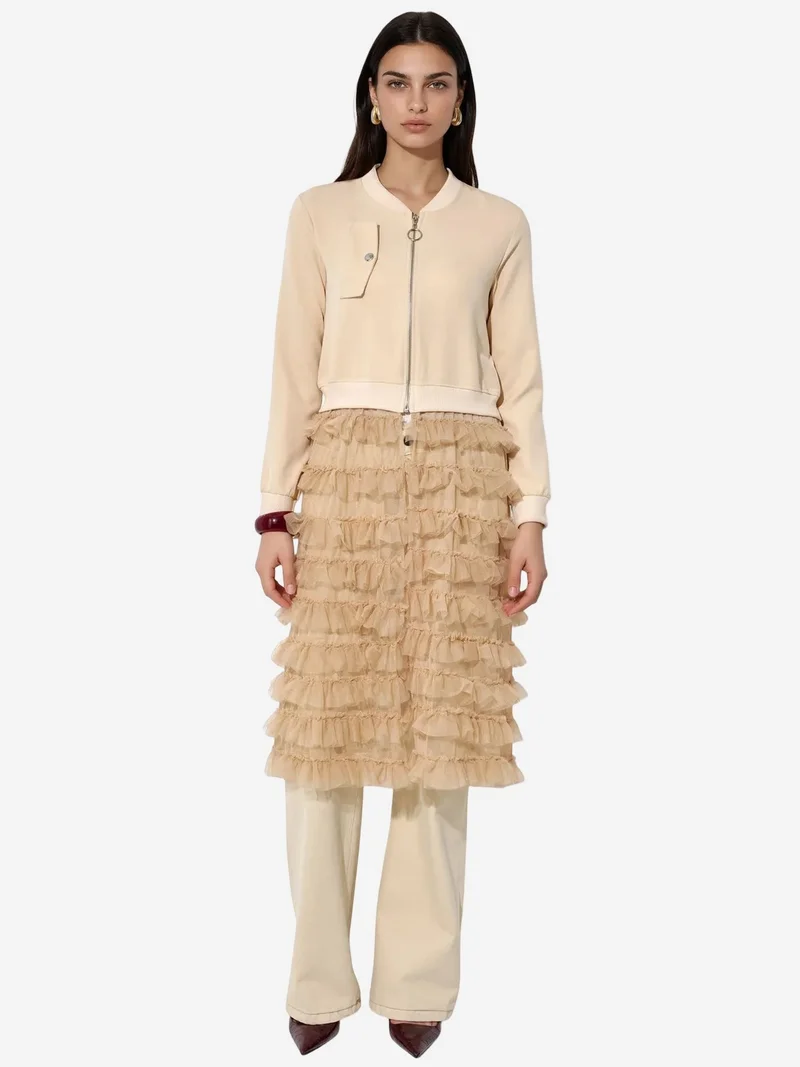 Jennyfer Long Textured Poplin Jacket