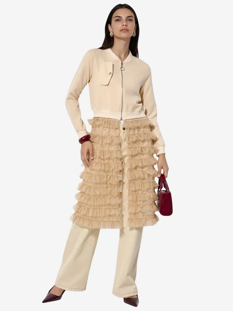 Jennyfer Long Textured Poplin Jacket