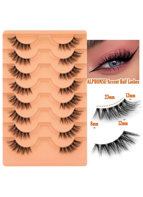 Hes Natural Look Half Lash Cateye Clear Band Half Eyelashes Cat Eye Fluffy Wispy Accent Lashes 3/4 Flared End Lashes Pack By Alphonse