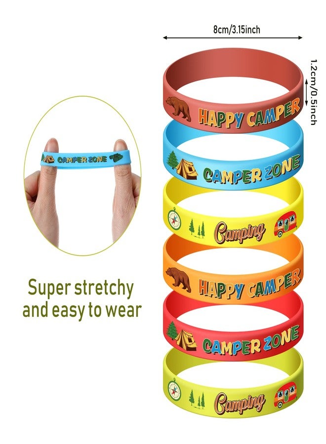 Zomiboo 36 PCS Camping Party Favors Silicone Bracelets Wristbands Happy Camper Party Supplies Birthday Decoration for Camping Adventure Birthday Party Theme - Image 2