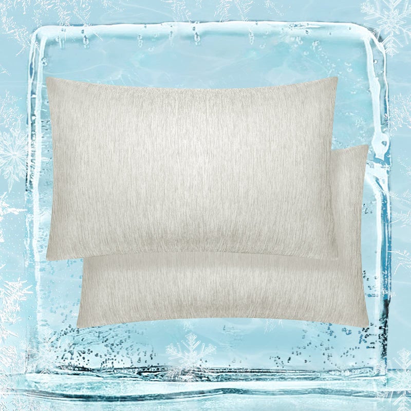 Fittia Cooling Pillow Cases 2 Pack  Queen Size Q-Max 0.45 Cooling Pillowcases for Night Sweats & Hot Sleepers  Breathable Cool Summer Pillow Covers with Hidden Zipper  Taupe