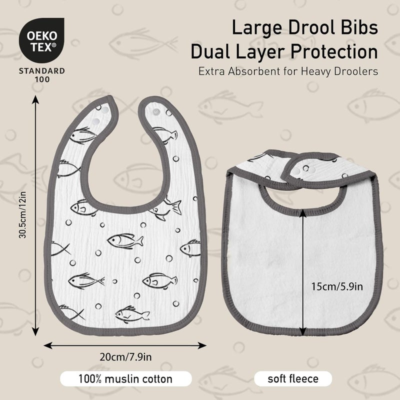 Muslin Drool Bibs for Boys Girls 8 Pack - Adjustable Baby Bibs for Drooling and Teething - Image 3