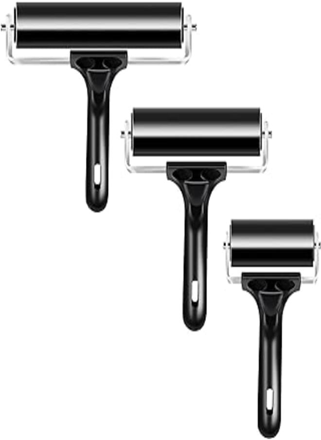 VinBee - VinBee Soft Rubber Brayer Rollers for Crafting Brayer Rollers for Printmaking Brayer Tool Paint Brush Ink Applicator Art Craft Oil Painting Tool 3 Pack (2.4 inch,4 inch,5.9 inch) - Image 1