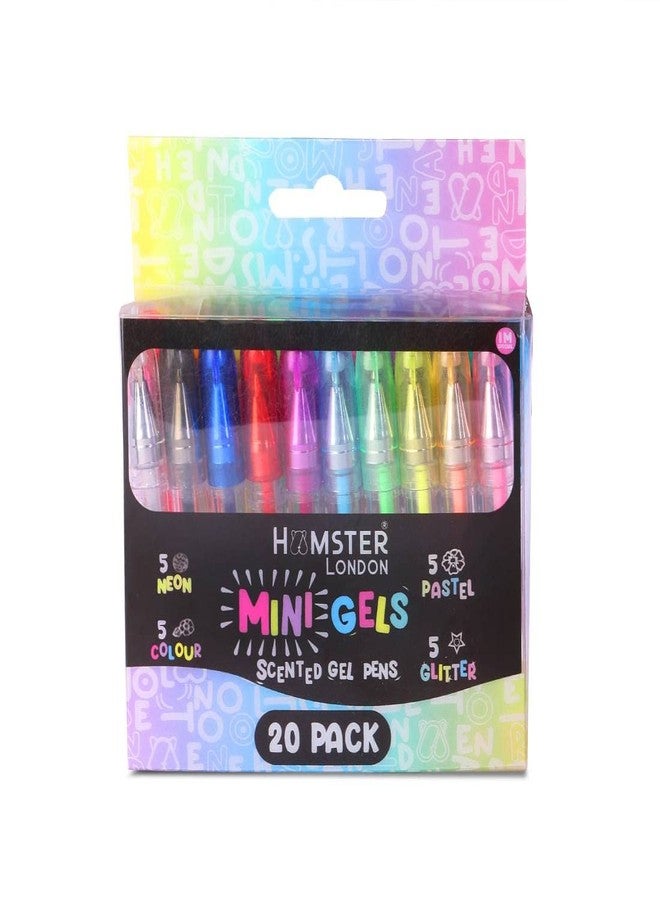 HAMSTER LONDON Mini Scented Gel Pens, Combo Of Different Color Shades, Stationery Pen Set for School Boys and Girls for Class Project, Drawing, Journaling (Pack of 20) - Image 1