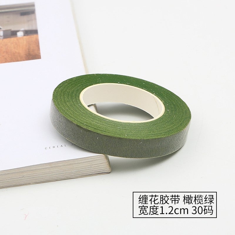 Generic Flower winding tape handmade DIY simulation flower flower rod paper bag tape paper tape candy flower rod winding tape wholesale Green width 1.2cm 30 yards - Image 3