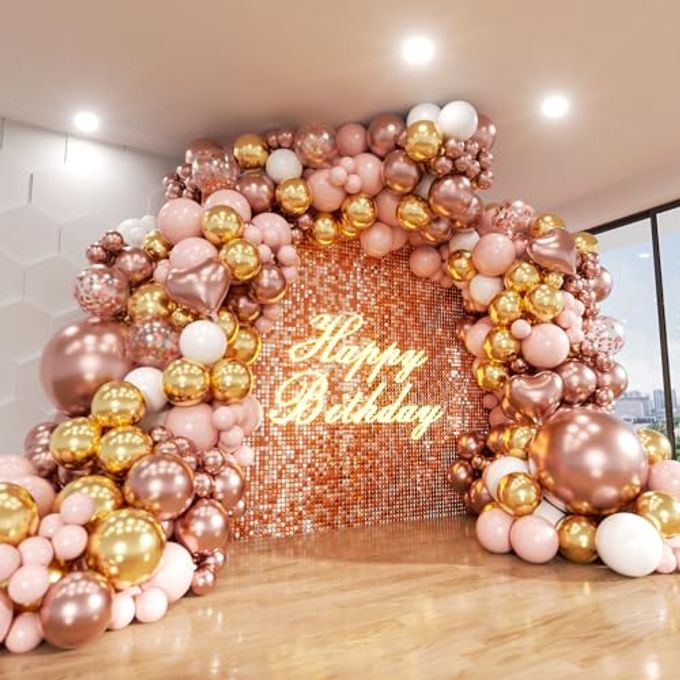 ADOINBY Rose Gold Balloons Arch Kit, 140Pcs Metalic Rose Gold Metallic Gold White Pink with Confetti Balloons for Bridal Shower Baby Shower Bachelorette Birthday Wedding Girl Anniversary Decorations - Image 4