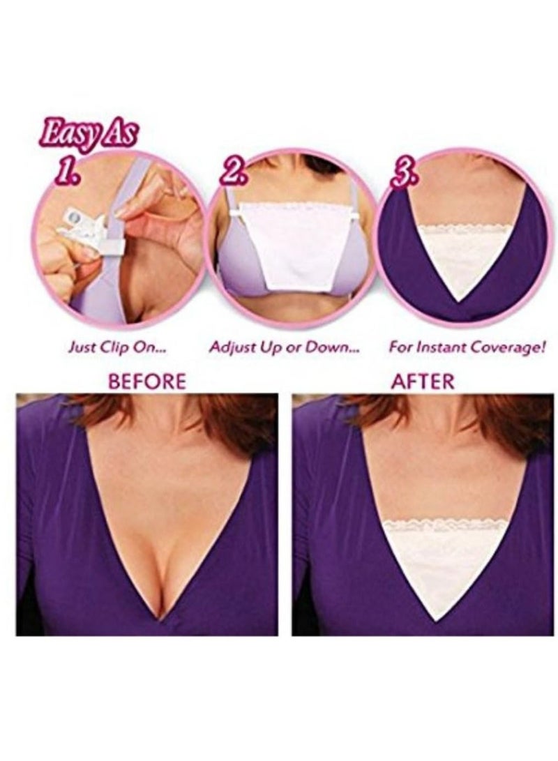 Glamroot Women's Cotton Camisole Cleavage Cover Clip-on Mock Lace Camisecret - Set of 3 (Black, Pink, Dark Grey) - Image 5