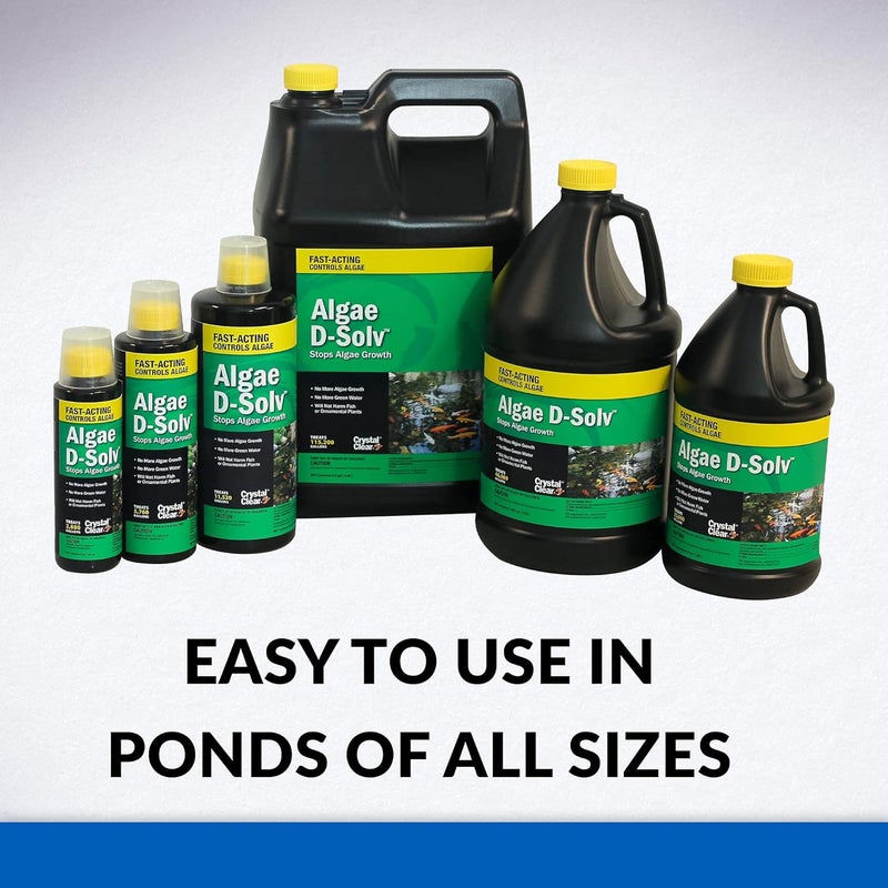 Crystal Clear Algae D-Solv Pond Algae Control, Fast-Acting EPA Registered Algaecide, Use in Fountains & Outdoor Ponds Containing Koi & Other Fish, Treats 115,200 Gallons, 2.5 Gallons - Image 5