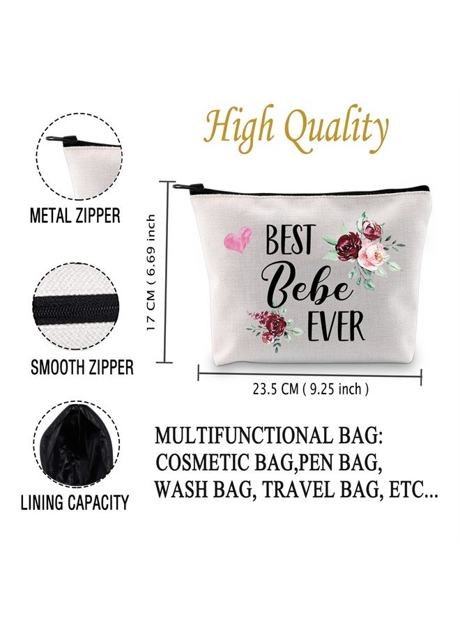JXGZSO Bebe Gifts Best Bebe Ever Makeup Bag Mother's Day Gift For Mom Grandma Grandmother (Best Bebe Ever Bag) - Image 1