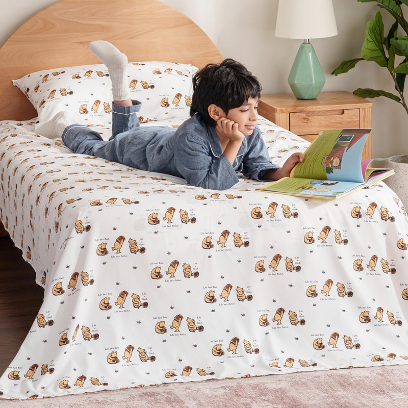 Berkshire Blanket Berkshire Blanket Kids Sheet Set Queen Size - 4 Pieces Cute Character Printed Soft Microfiber Bed Sheets LIG Mini Winnie and Hunny Toss White  - Image 4