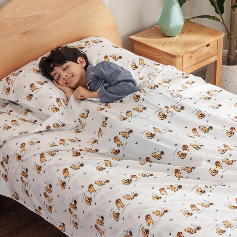 Berkshire Blanket Berkshire Blanket Kids Sheet Set Queen Size - 4 Pieces Cute Character Printed Soft Microfiber Bed Sheets LIG Mini Winnie and Hunny Toss White  - Image 3