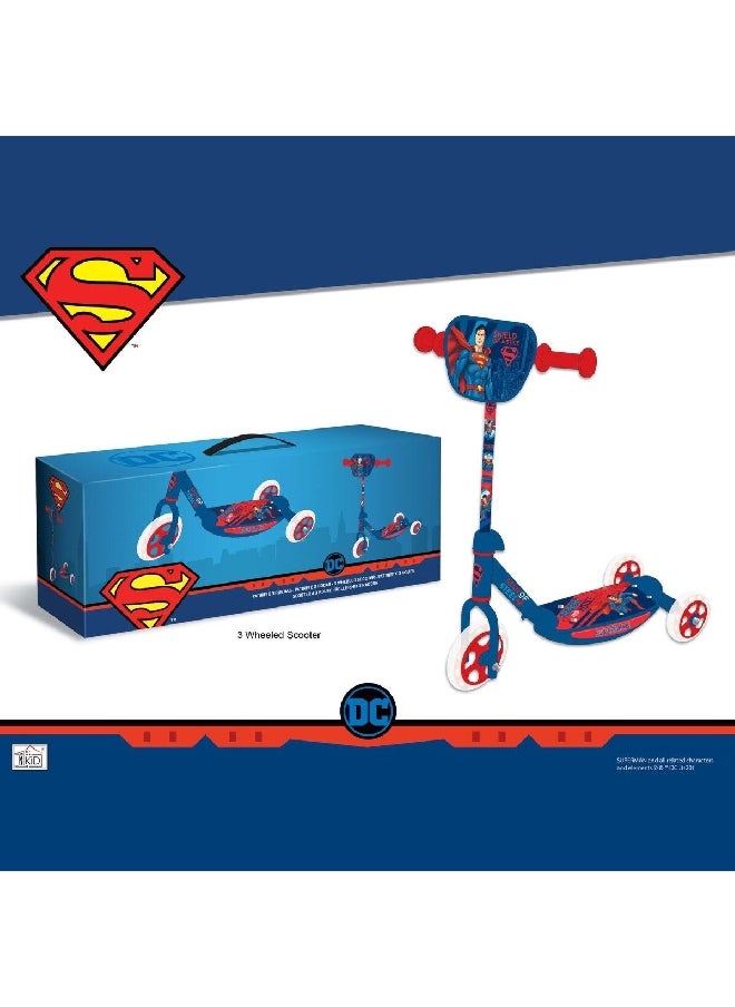 SUPERMAN - 3-Wheeled Durable Steel Scooter Blue and Red 12 x 22 x 49 cm 3WS-BRN-104 - Image 1