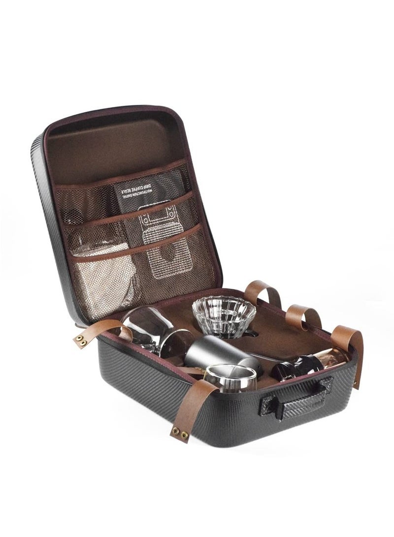 Captaintech Pcs Coffee Travel Kit Personal Coffee for Camping and Traveling, with Manual Coffee Grinder Coffee Dripper Goose Neck Kettle Glass Server Digital Scale 100 Pcs Paper Filter et - Image 1