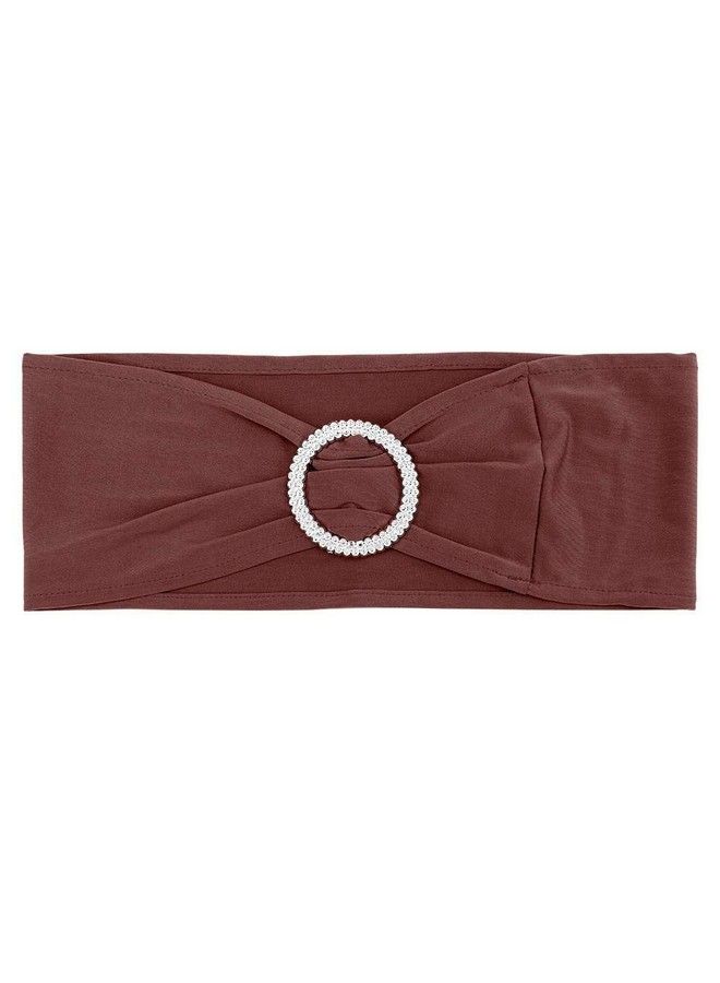 Tvoip 10Pcs Chair Cover Stretch Band With Buckle Slider Sashes Bow Wedding Banquet Chair Decoration (Dark Brown) - Image 4