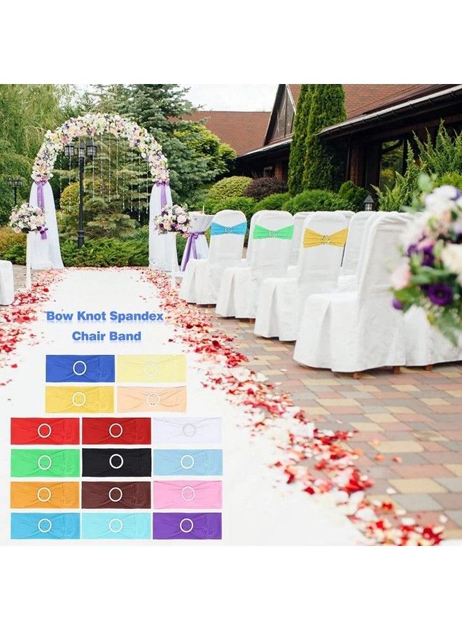 Tvoip 10Pcs Chair Cover Stretch Band With Buckle Slider Sashes Bow Wedding Banquet Chair Decoration (Dark Brown) - Image 3