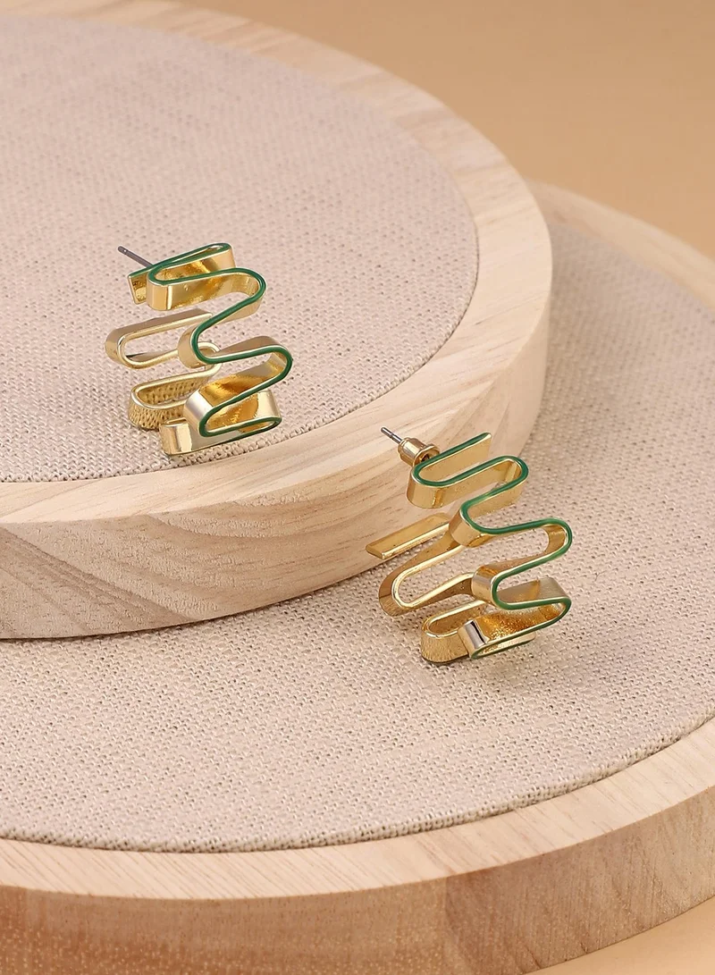 سوهي أقراط نسائية دائرية مطلية بالمينا بلون أخضر شامروك وكاليفورنيا بمقاس واحد من سبيكة معدنية بإغلاق ضاغط للمناسبات الكاجوال والسهرة