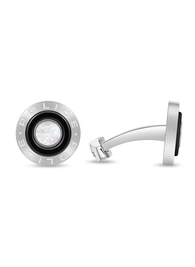 POLICE Revolve Round Stainless Steel Cufflinks for Men