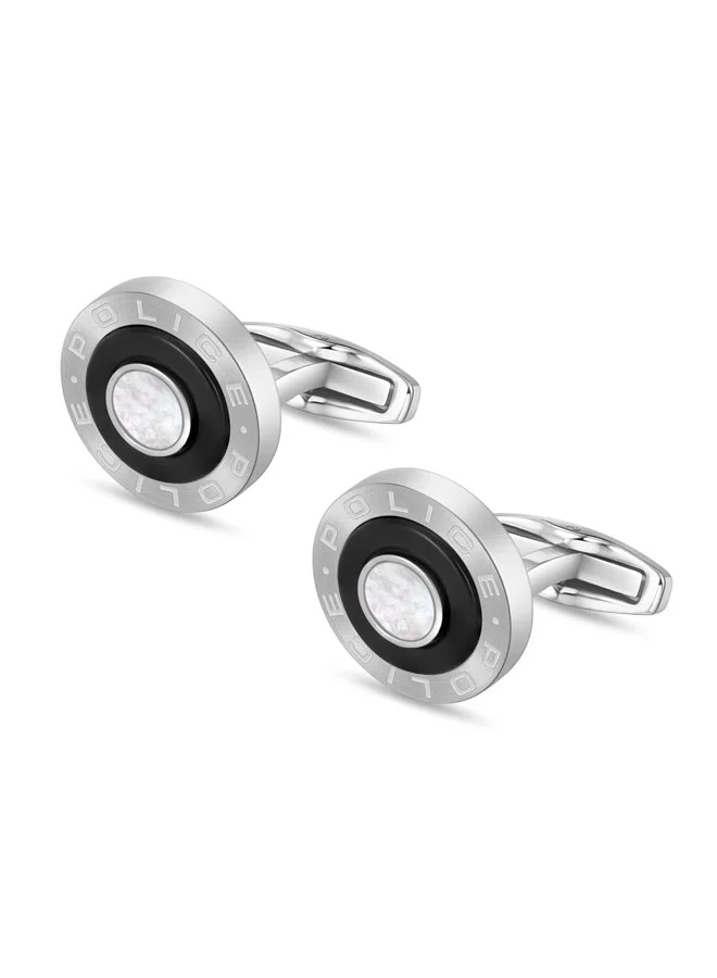 POLICE Revolve Round Stainless Steel Cufflinks for Men