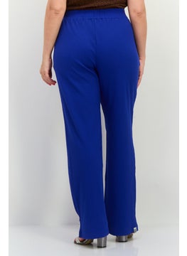 The Giving Movement Women Textured Wide Leg Pants, Blue  - Image 3