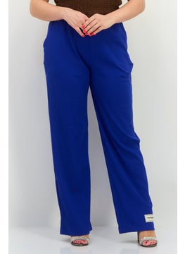 The Giving Movement Women Textured Wide Leg Pants, Blue  - Image 1