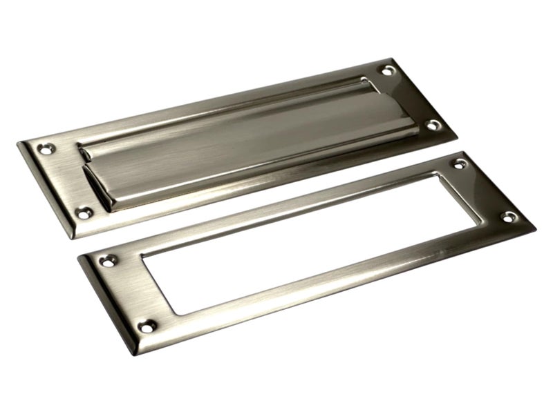 QCAA Solid Brass Mail Slot with Solid Brass Interior Frame 13 x 3625 Satin Nickel 1 Pack Made in Taiwan